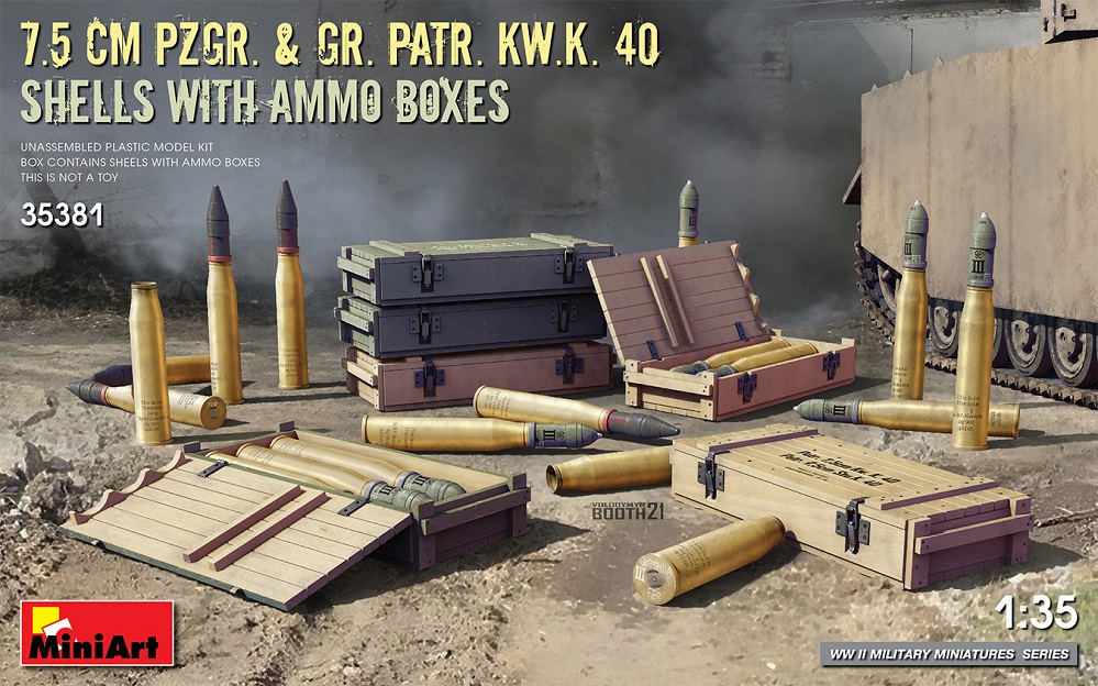 Miniart 35381 - 1:35 7.5 cm Pzgr. & Gr. Patr. Kw.K. 40 Shells with Ammo Boxes