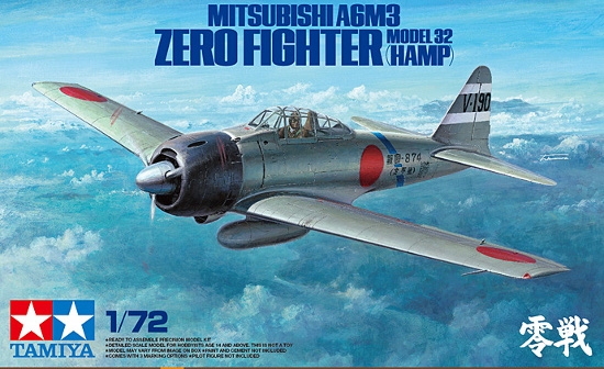 Tamiya 60784 - 1/72 Japanische Mitsubishi A6M3 Zero Fighter Model 32 (Hamp) -Neu