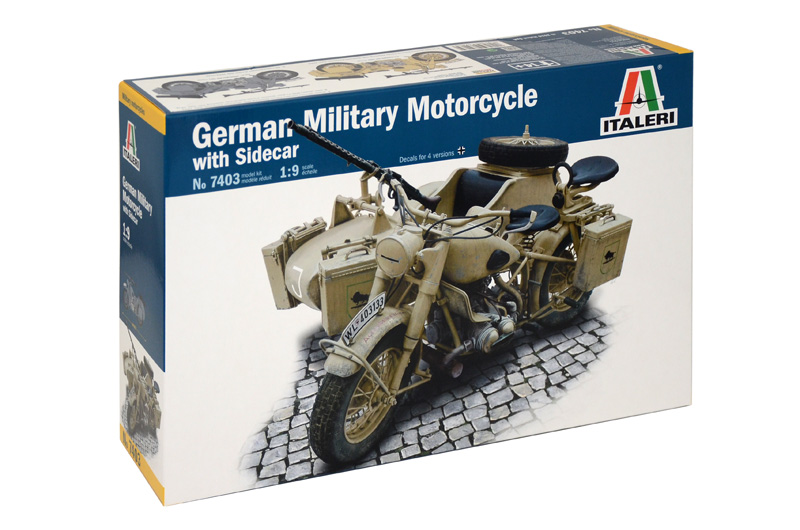 Italeri 7403 - 1/9 WWII German Military Motorcycle Bmw R72 With Sidecar - Neu