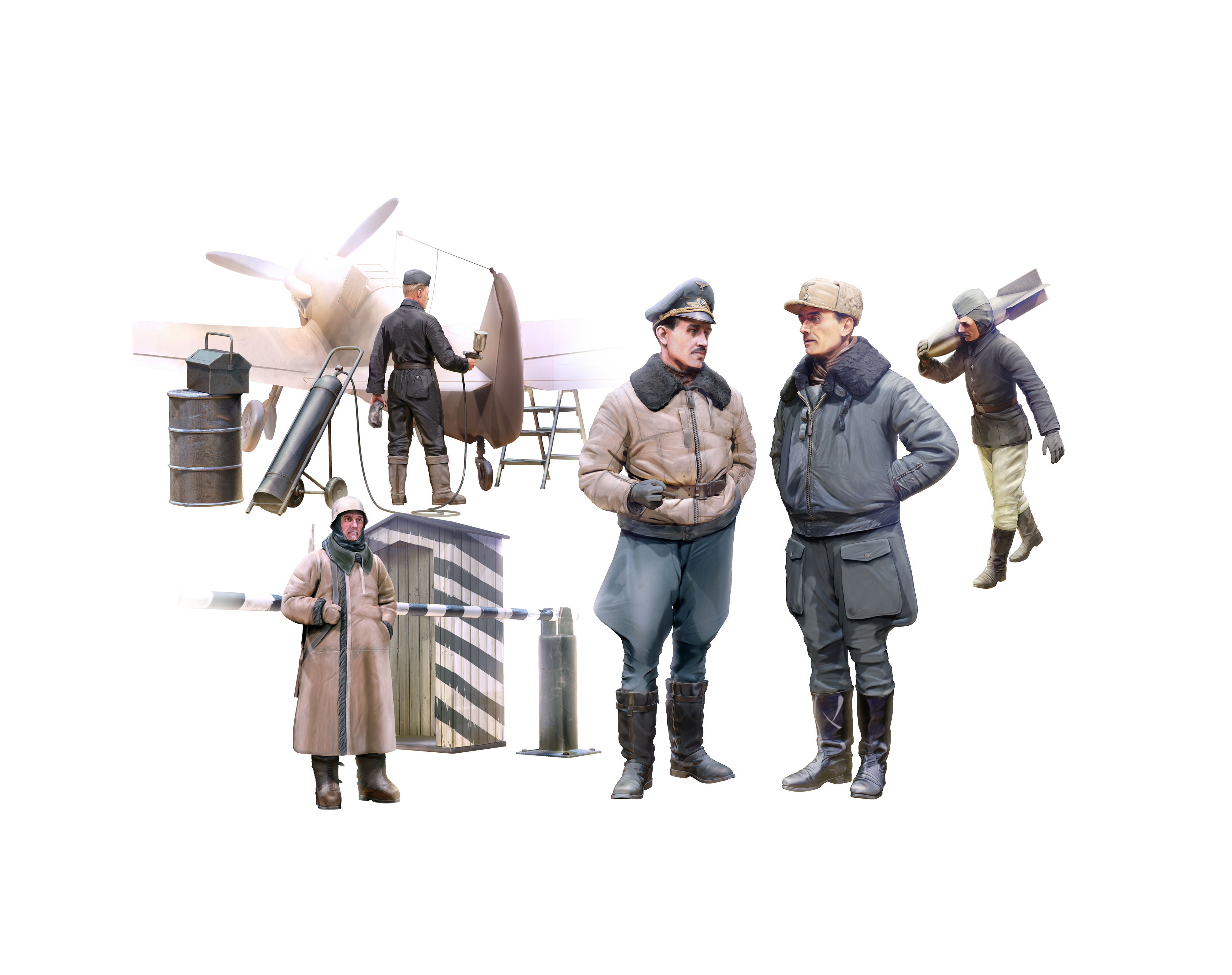ICM 48086 - 1:48 WWII German Luftwaffe Pilots and Ground Personnel in Winter Uniform - Neu