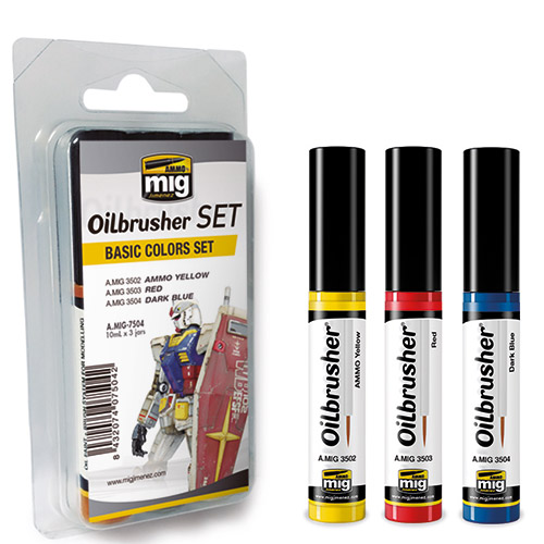 (M) Ammo MIG 7504 - Ölfarben mit Pinsel - Basic Colors Set 