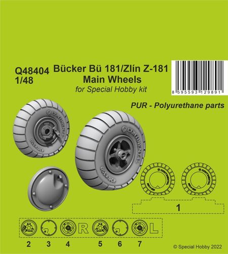 CMK  129-Q48404 - 1:48 Bücker Bü 181/Zlin Z-181 Main Wheels - Neu