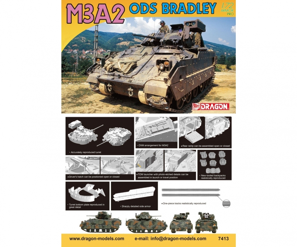 Dragon 7413 - 1:72 M3A2 ODS Bradley - Neu