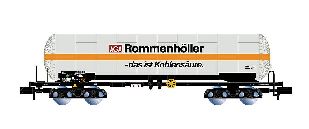 Arnold 80202242 - 1/160 DB, 4-achs. isolierter Gaskesselwagen, Weiß/Orange, Rommenhäller