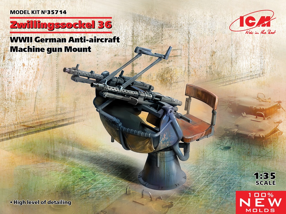 ICM 35714 - 1:35 Zwillingssockel 36, WWII German Anti-aircraft Machihe gun