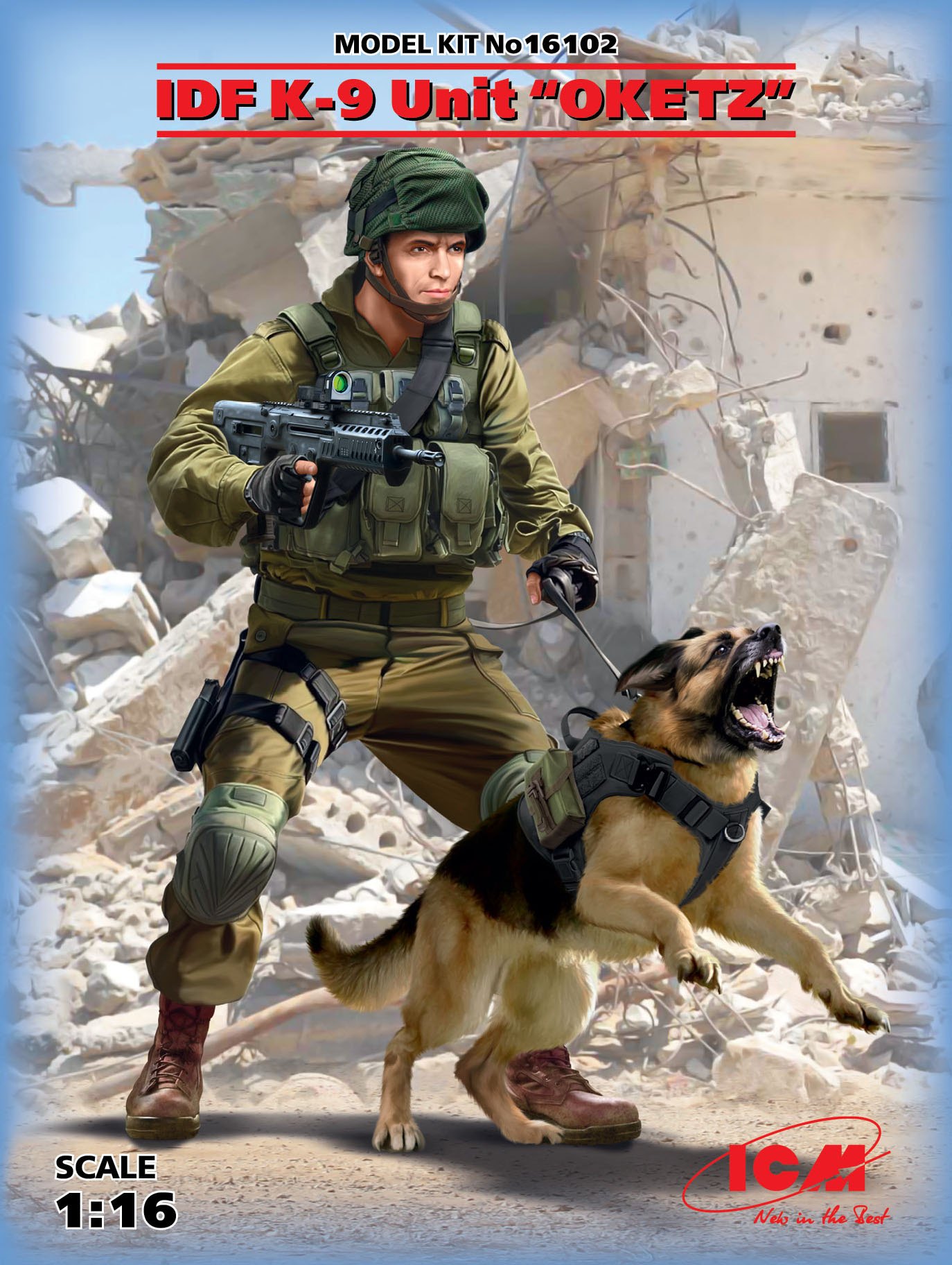 ICM 16102 - 1:16 K-9,Israeli Police Team Officer with dog - Neu